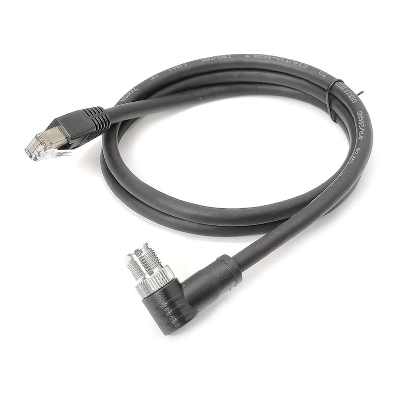 16.4ft M12 8 Pin X Code Male Right Angled to RJ45 Male High Flex Cat6 Ethernet Cable, RJ45 to M12 Industrial Connector Cable Shielded Field Wireable Cable Assembly for Automation Application 5Meter