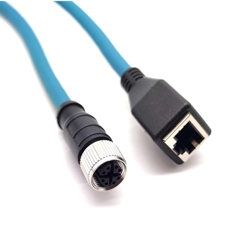 16.4ft M12 8 Pin X Code Female to RJ45 Female Industrial Ethernet Cable, M12 8 Pin to RJ45 High Flex Cat6 Connector Cable Shielded Field Wireable Cable Assembly for Automation Application 5Meter
