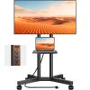 TVON Rolling TV Stand with Power Outlet for 32-75 Inch LCD LED OLED Flat Curved Screen TVs up to 88 lbs, Portable TV Stand on Wheels and Height Adjustment Max VESA 400x400mm view 1