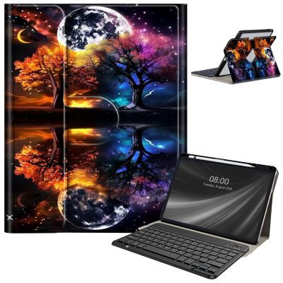 Keyboard Case for iPad 9th/8th/7th Generation, for iPad 10.2/iPad Pro 10.5"/iPad Air 3rd Gen Case with Keyboard and Pencil Holder, Rugged Rotate Stand Cover Case with Clear Back, Trees Tree