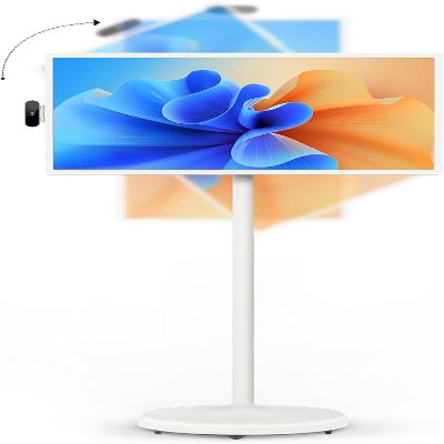 Neeni Play 32-Inch Smart Portable TV with 1080P Touchscreen, Rotatable Display, Rolling Stand, Built-in Battery, Android OS, Remote, External 4K Camera