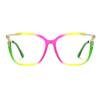 Zeelool Square Blue Light Glasses for Women Chic Multicolor Designer Full Eyeglasses Oversized Non-prescription Eyewear Sidibe JGT261246-09B view 1