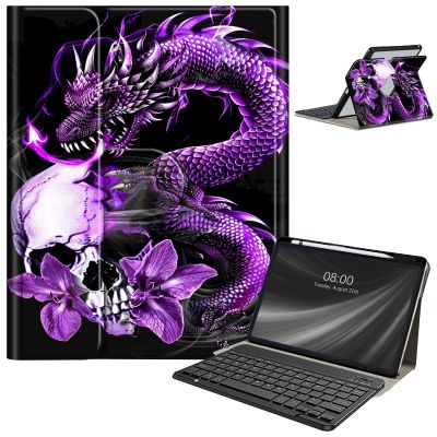 AIRWEE Keyboard Case for iPad Air 11 Inch (M2) 2024,for iPad Air 6/5/4(2024/2022/2020),for iPad Pro 11 4/3/2 Case with Keyboard and Pencil Holder,Clear Back Cover for iPad 10 Gen 2022,Dragon Skull