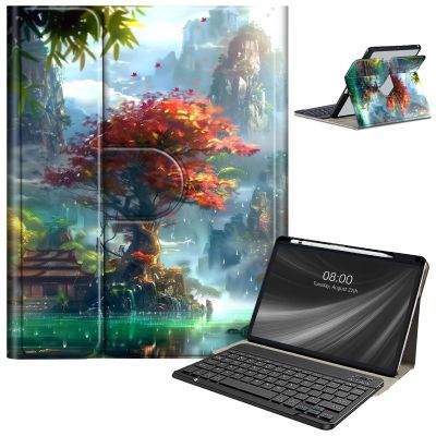 AIRWEE Keyboard Case for iPad Air 11 Inch (M2) 2024,for iPad Air 6/5/4(2024/2022/2020),for iPad Pro 11 4/3/2 Case with Keyboard and Pencil Holder,Clear Back Cover for iPad 10 Gen 2022,Beautiful Tree
