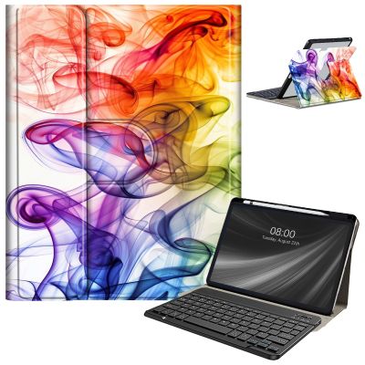 AIRWEE Keyboard Case for iPad Air 11 Inch (M2) 2024,for iPad Air 6/5/4(2024/2022/2020),for iPad Pro 11 4/3/2 Case with Keyboard and Pencil Holder,Clear Back Cover for iPad 10 Gen 2022,Colorful Smoke