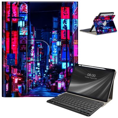 AIRWEE Keyboard Case for iPad Air 11 Inch (M2) 2024,for iPad Air 6/5/4(2024/2022/2020),for iPad Pro 11 4/3/2 Case with Keyboard and Pencil Holder,Clear Back Cover for iPad 10 Gen 2022,Tokyo Street
