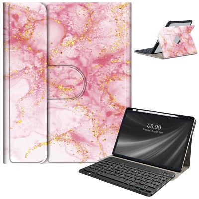 AIRWEE Keyboard Case for iPad Air 11 Inch (M2) 2024,for iPad Air 6/5/4(2024/2022/2020),for iPad Pro 11 4/3/2 Case with Keyboard and Pencil Holder,Clear Back Cover for iPad 10 Gen 2022,Pink Marble