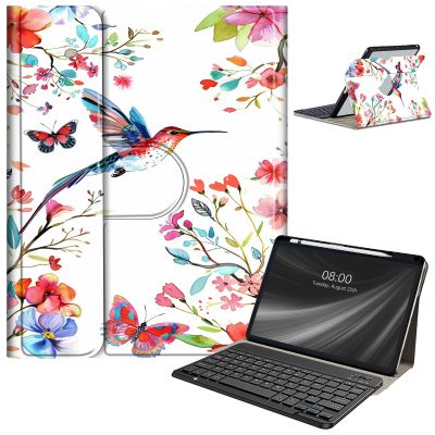 AIRWEE Keyboard Case for iPad Air 11 Inch (M2) 2024,for iPad Air 6/5/4(2024/2022/2020),for iPad Pro 11 4/3/2 Case with Keyboard and Pencil Holder,Clear Back Cover for iPad 10 Gen 2022,Bird Flowers