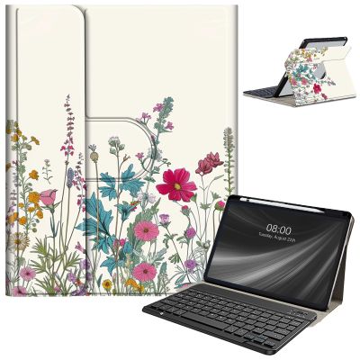 AIRWEE Keyboard Case for iPad Air 11 Inch (M2) 2024,for iPad Air 6/5/4(2024/2022/2020),for iPad Pro 11 4/3/2 Case with Keyboard and Pencil Holder,Clear Back Cover for iPad 10 Gen 2022,Wild Flower