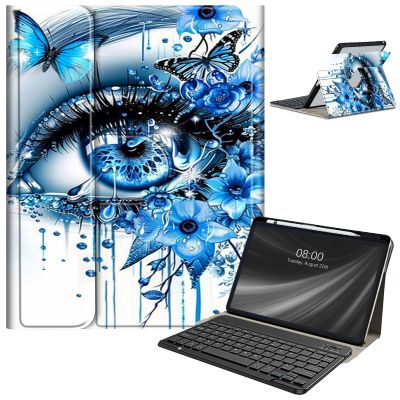 AIRWEE Keyboard Case for iPad Air 11 Inch (M2) 2024,for iPad Air 6/5/4(2024/2022/2020),for iPad Pro 11 4/3/2 Case with Keyboard and Pencil Holder,Clear Back Cover for iPad 10 Gen 2022,Eye Blue
