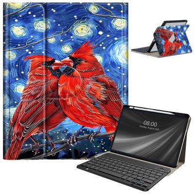 AIRWEE Keyboard Case for iPad Air 11 Inch (M2) 2024,for iPad Air 6/5/4(2024/2022/2020),for iPad Pro 11 4/3/2 Case with Keyboard and Pencil Holder,Clear Back Cover for iPad 10 Gen 2022,Red Birds