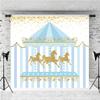 10x6.5ft Carousel Backdrop Blue Stripe Tent Gold Sequins Photography Background Boys Kids Birthday Newborn Baby Shower Party Banner Decorations Supplies Photo Booth Props view 3