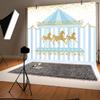 10x6.5ft Carousel Backdrop Blue Stripe Tent Gold Sequins Photography Background Boys Kids Birthday Newborn Baby Shower Party Banner Decorations Supplies Photo Booth Props view 4