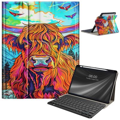 AIRWEE Keyboard Case for iPad Air 11 Inch (M2) 2024,for iPad Air 6/5/4(2024/2022/2020),for iPad Pro 11 4/3/2 Case with Keyboard and Pencil Holder,Clear Back Cover for iPad 10 Gen 2022,Cute Highland
