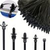 160-Piece Universal Nylon Push Mount Zip Ties, Heavy Duty, Self-Locking Cable Ties, Ideal for Indoor Wire Management, Construction, and Automotive Use, 5 Sizes view 1