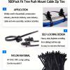 160-Piece Universal Nylon Push Mount Zip Ties, Heavy Duty, Self-Locking Cable Ties, Ideal for Indoor Wire Management, Construction, and Automotive Use, 5 Sizes view 3