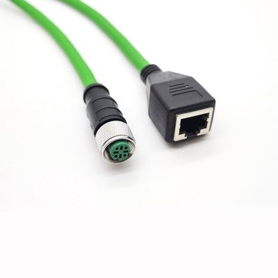 65.6ft M12 4 Pin D Code Female to RJ45 Female Connector Cable High Flex Cat5e Shielded Field Wireable Cable Assembly M12 4 Pin to RJ45 Industrial Ethernet Cable for Automation Application 20Meter