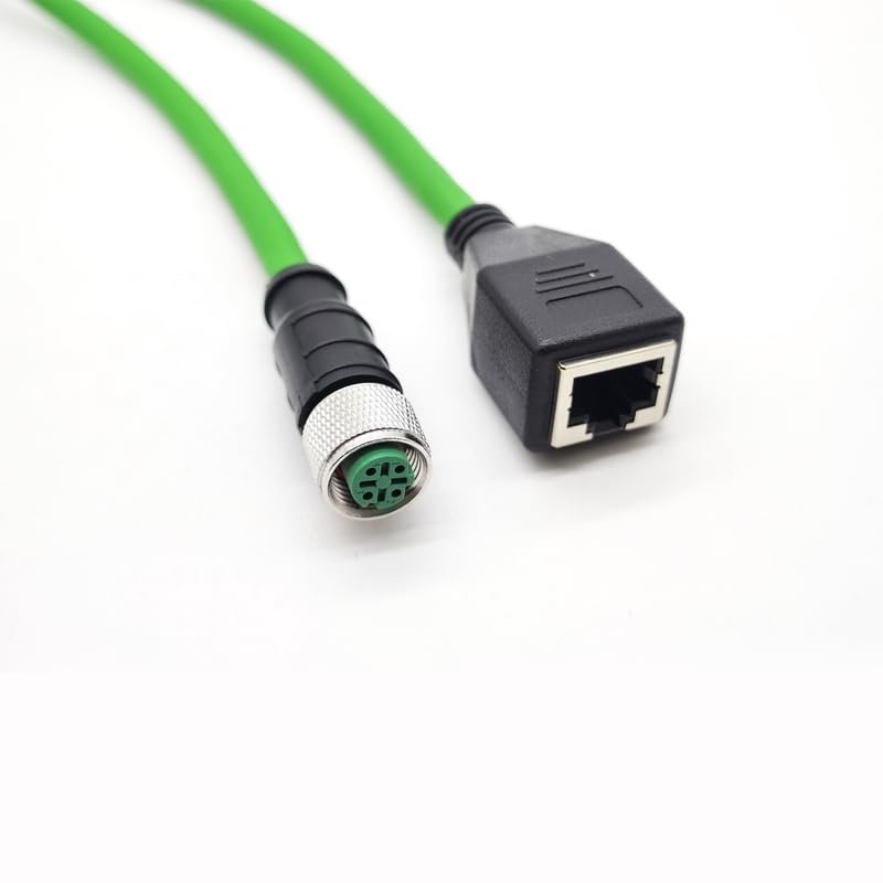 65.6ft M12 4 Pin D Code Female to RJ45 Female Connector Cable High Flex Cat5e Shielded Field Wireable Cable Assembly M12 4 Pin to RJ45 Industrial Ethernet Cable for Automation Application 20Meter