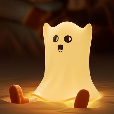 eirix Ghost Night Light: Halloween Decorations Night Light Silicone Rechargeable Night Lamp with 3 Level Dimmable Bedside Lamp
