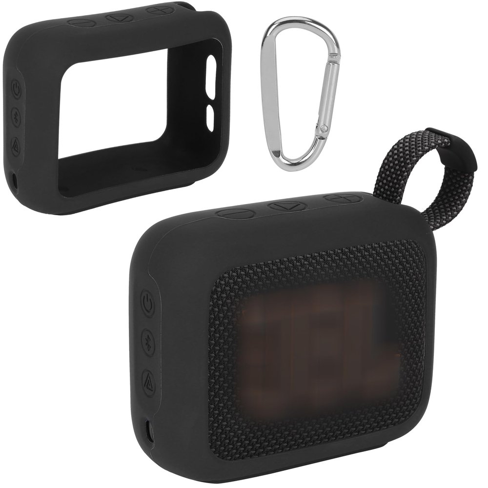Lebakort Silicone Cover Compatible with JBL GO 4 Portable Speaker (Black Cover)