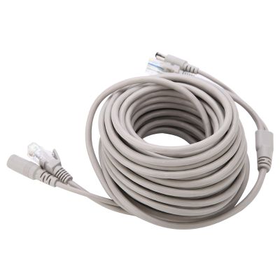 Grcfumo 5M/10M/15M/20M RJ45 DC Ethernet CCTV Cable, Ethernet CCTV Cable, Cat 5 and Power Extension Two in One Cable for IP Cameras and NVR System (10M)