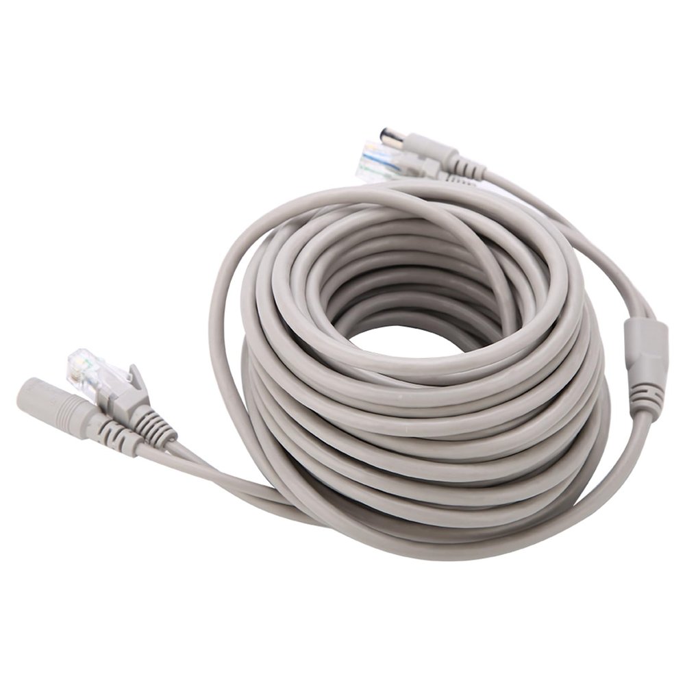 Grcfumo 5M/10M/15M/20M RJ45 DC Ethernet CCTV Cable, Ethernet CCTV Cable, Cat 5 and Power Extension Two in One Cable for IP Cameras and NVR System (10M)
