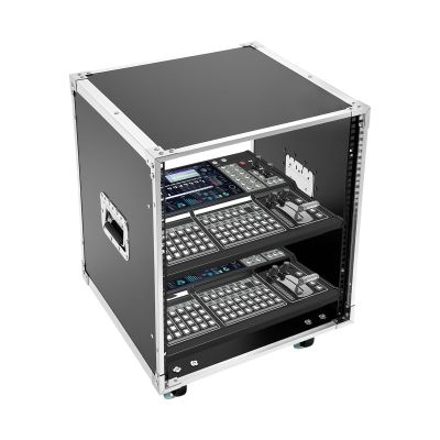12U Cabinet Rolling Network Rack, Small Server Rack Shelf with Wheel & Side Panels, Audio Studio Video Telecom Equipment Rack for Computer Chassis, Mixing Consoles, Black