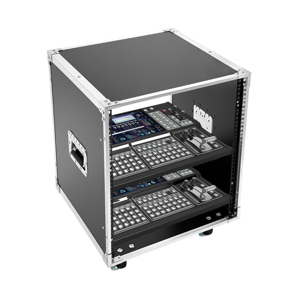 12U Cabinet Rolling Network Rack, Small Server Rack Shelf with Wheel & Side Panels, Audio Studio Video Telecom Equipment Rack for Computer Chassis, Mixing Consoles, Black