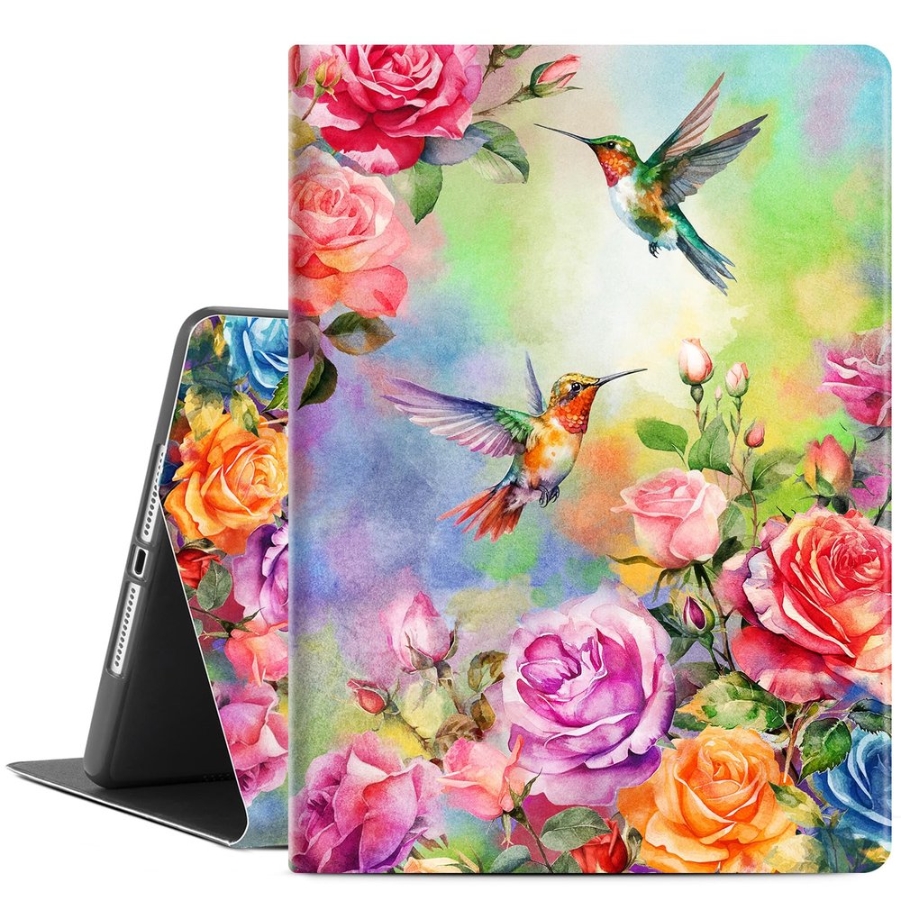 Lokigo New iPad 10.2 Case, iPad 9th 8th 7th Generation Case,10.2 inch iPadCase for ipad 7th/8th/9th gen, Multi-Viewing iPad Cover 9th Generation, Hummingbird
