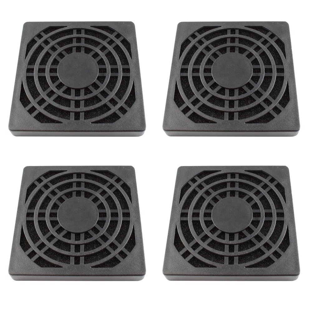 Adyoney 4 Pcs 70mm Black Square Plastic Cooling Fan Filter Cover