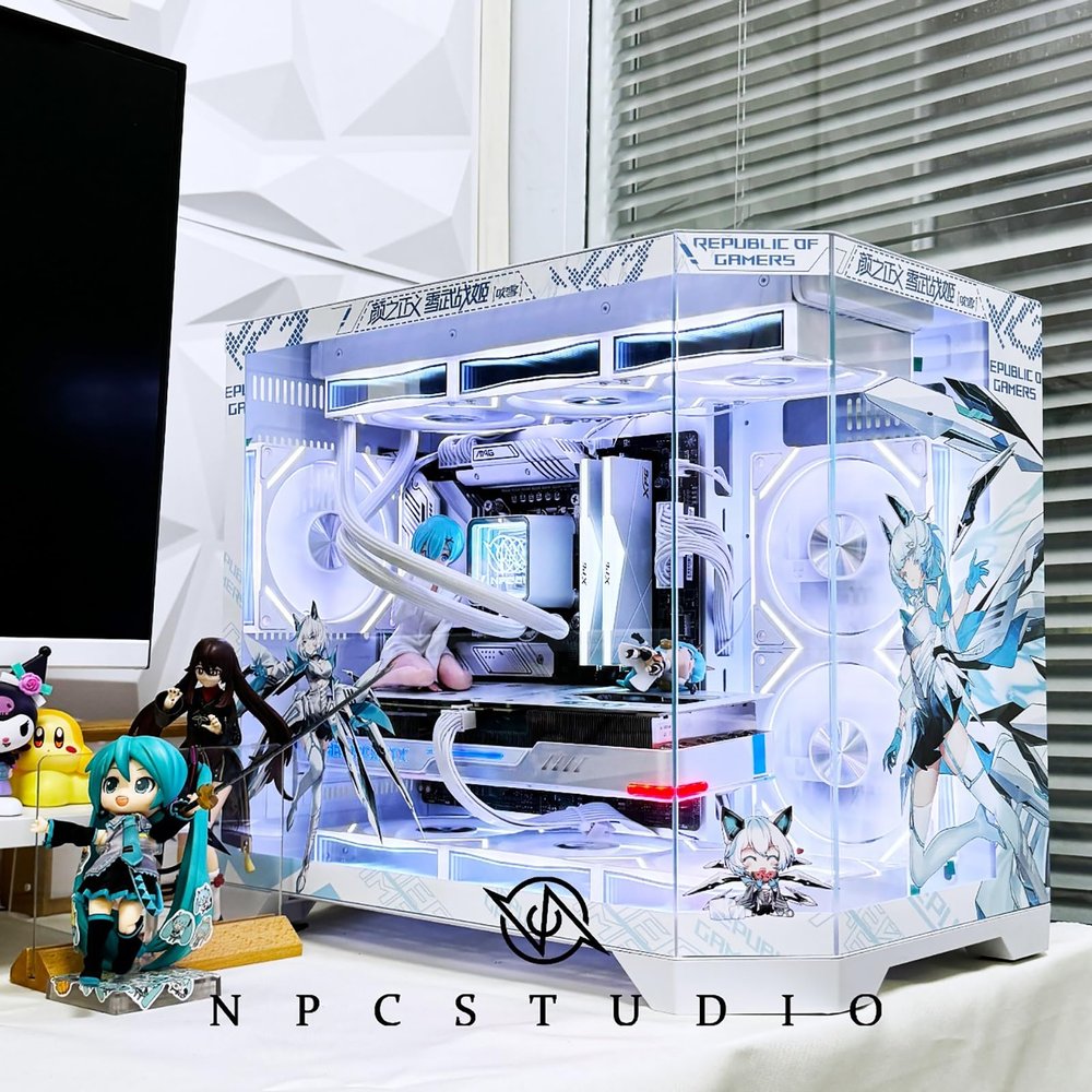 Computer Cases, Mid-Tower PC Gaming Case ATXM-ATX/ITX - Front I/O USB 3.0 Port - 3 Sided Glass - 10 Fan Installation Position - Water Cooling Installation Ready