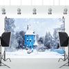 CRTPOD Winter Backdrop Finland Blue House Famous Building Snowy Pine Forest Snowflake Background Photography Banner for Portraits Christmas New Year Party Decorations Photo Photobooth Props 20x10ft view 3
