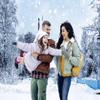 CRTPOD Winter Backdrop Finland Blue House Famous Building Snowy Pine Forest Snowflake Background Photography Banner for Portraits Christmas New Year Party Decorations Photo Photobooth Props 20x10ft view 4