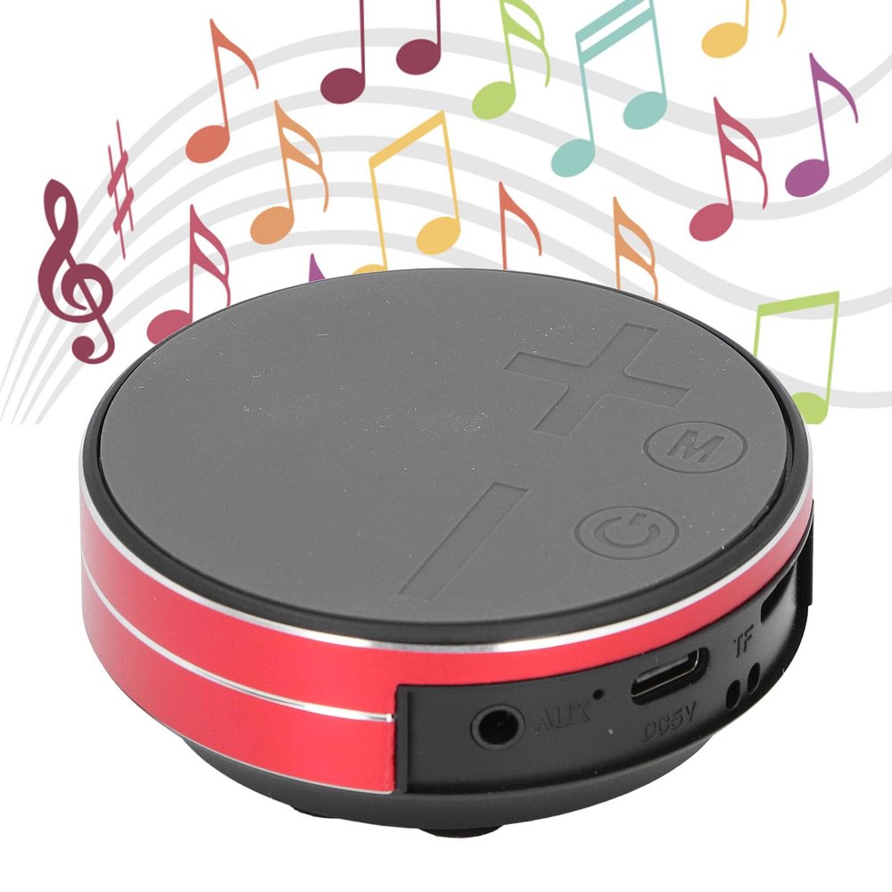Bone Conduction Speaker, Portable Cordless Stereo Sound Creative Speaker with Suction Cup, Mini Speaker for Shower, Room, Bike, Car (Red)