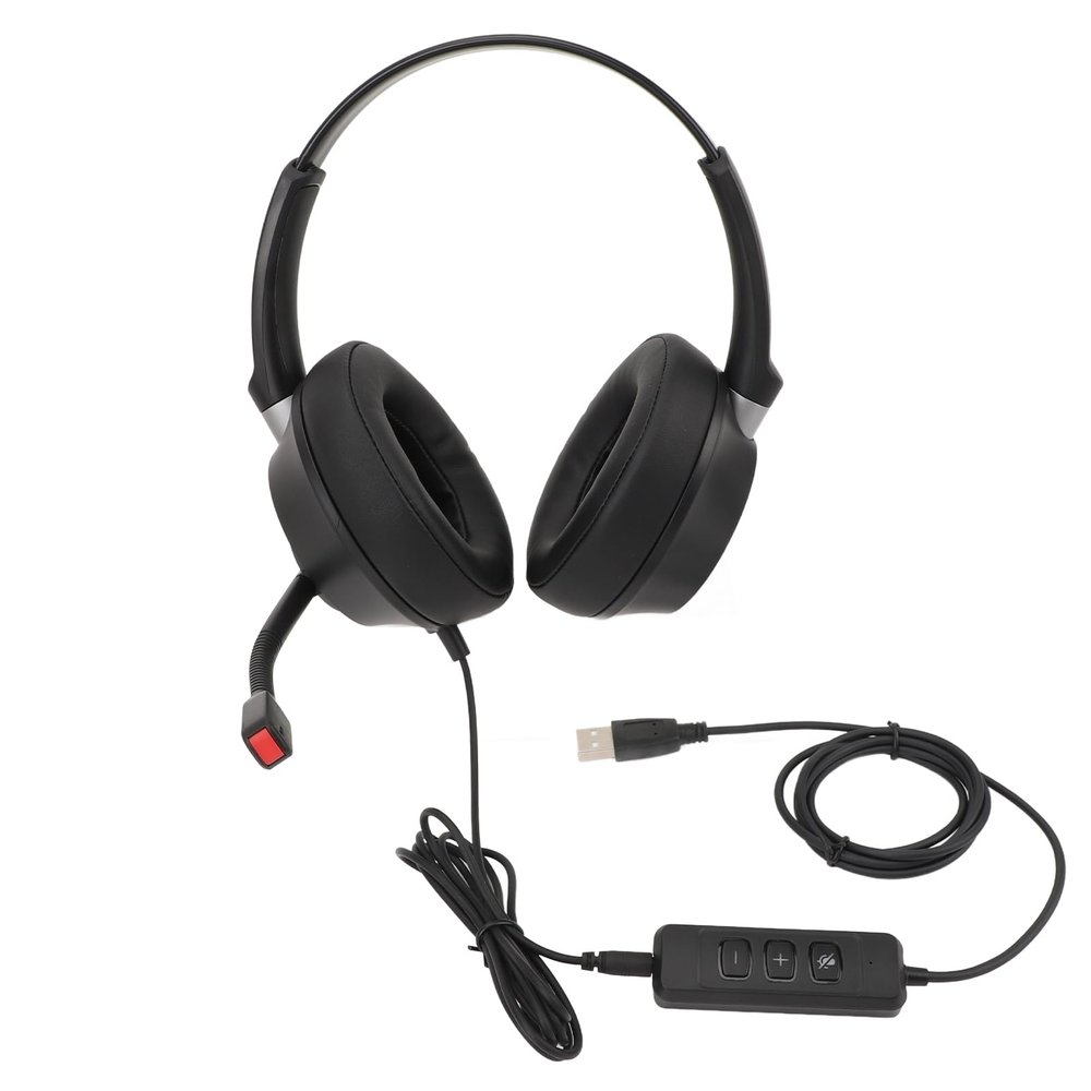 EBTOOLS Call Center Headset, USB Corded Telephone Headset, Binaural Office Phone Earphone with Noise Canceling Mic, USB to USB C Adapter, Volume Control, Mute