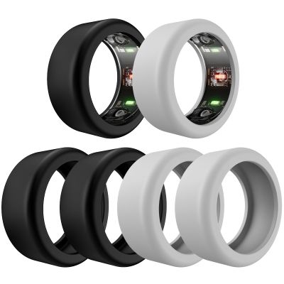 TiMOVO 6pack Silicone Ring Case Compatible with Oura Ring Gen 3, Oura Ring 4, Galaxy Ring, Ring AIR, RingConn, Oura Ring Case Fits All, Universal 11-14 Size Rings, Size M Black/Gray