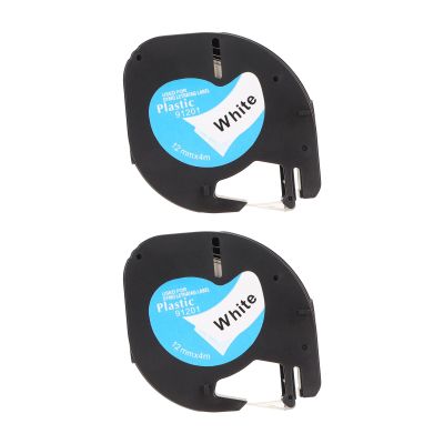 2 Pack and Oil Black on White Label Maker Tape, 12mm Wide 13ft Long, for D1 Label Machine, LM210D, LP420, LM500TS