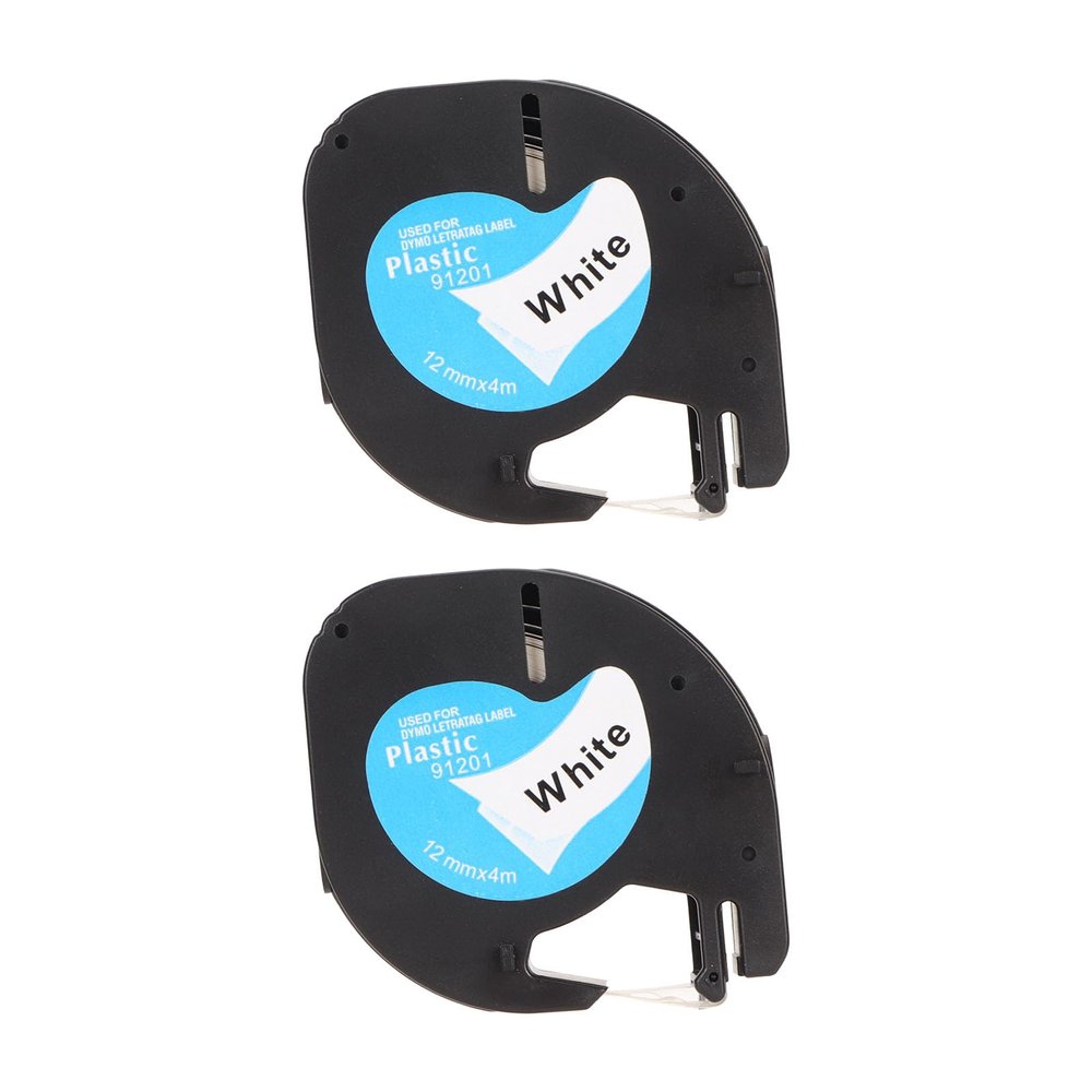 2 Pack and Oil Black on White Label Maker Tape, 12mm Wide 13ft Long, for D1 Label Machine, LM210D, LP420, LM500TS