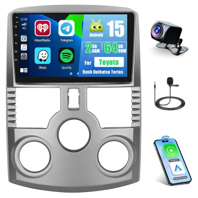 [2G+64G] Android 15 Car Stereo for Toyota Rush Daihatsu Terios 2006-2016 with Wireless Carplay Android Auto, 9 inch Touch Screen Radio WiFi GPS FM RDS EQ Bluetooth+Free AHD Backup Cam