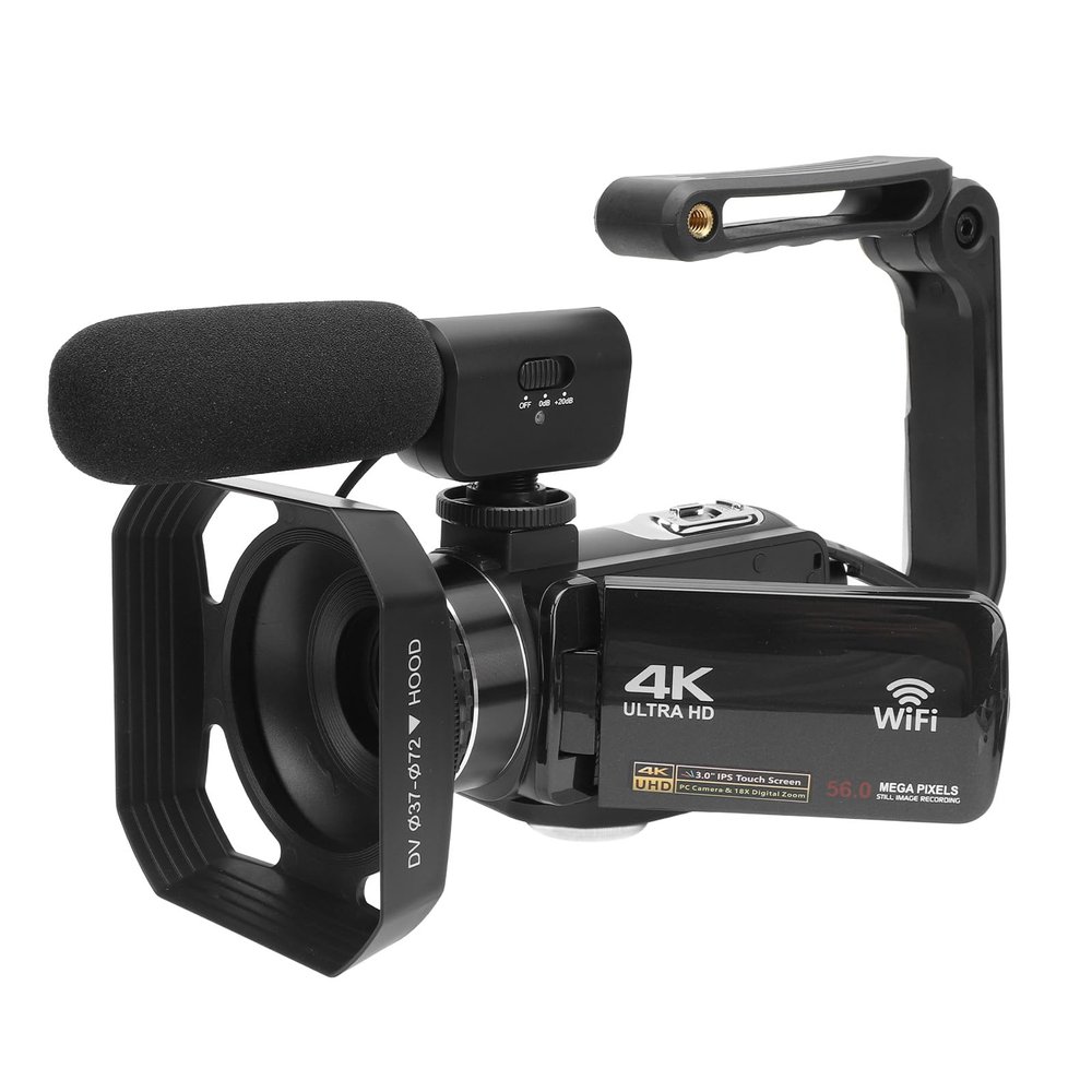 Yoidesu 4K 56MP Camcorder Video Camera, 18X Digital Zoom Vlogging Camera Webcam, IR Night Vision, Wi Fi 3.0 inch Camcorders with Microphone, Remote Control