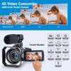 Yoidesu 4K 56MP Camcorder Video Camera, 18X Digital Zoom Vlogging Camera Webcam, IR Night Vision, Wi Fi 3.0 inch Camcorders with Microphone, Remote Control view 2