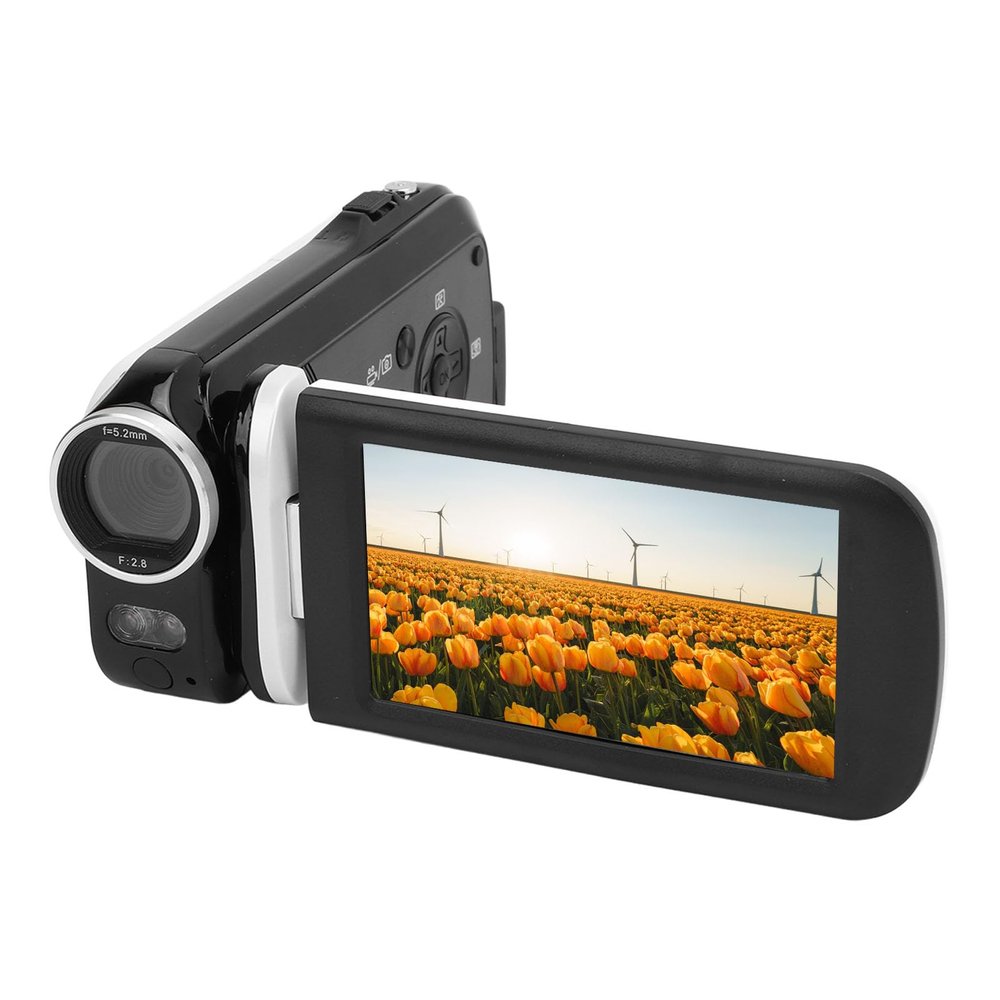 ciciglow Video Camera, 2.7K 48MP Digital Camcorder, 18X Digital Zoom Webcam Video Recorder with 3 Inch Rotation Screen, Remote Control, Fill Light for Traveling Vlogging, 128GB Expandable