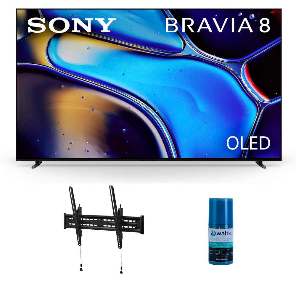 Sony K65XR80 65 Inch IMAX Enhanced Bravia OLED 4K HDR Google TV with a Walts TV Large/Extra Large Tilt Mount for 43"-90" Compatible TV's and Walts HDTV Screen Cleaner Kit (2024)