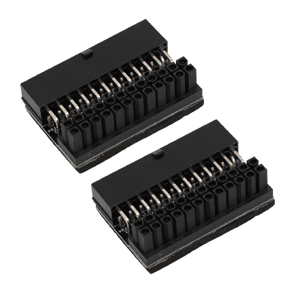 2 Pcs ATX 24 Pin 90 Degree Adapter, Motherboard 24Pin Female to 24pin Male Right Angle Extension Connector for Desktop PC Power Supply, Solid Pins, Prevents Accidental Damage