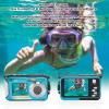 4K Auto Focus Camera Underwater with 56MP Resolution 64G Memory Card Dual Screen for Exploring & Recording (Blue) view 3