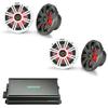 KICKER Marine Amplifier Speaker Bundle 6.5" LED Speaker (2 Pair) with 4 Channel Amp