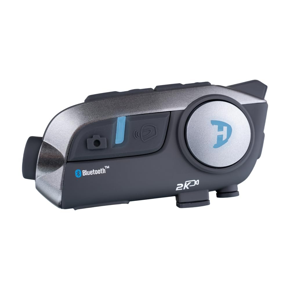 Motorcycle Bluetooth Headset with HD Cam, DSP Audio & CVC 12th Gen Noise Reduction Universal Helmet Communication System with Bluetooth Camera, Motorcycle Intercom 30H Backup, 4-Rider Intercom