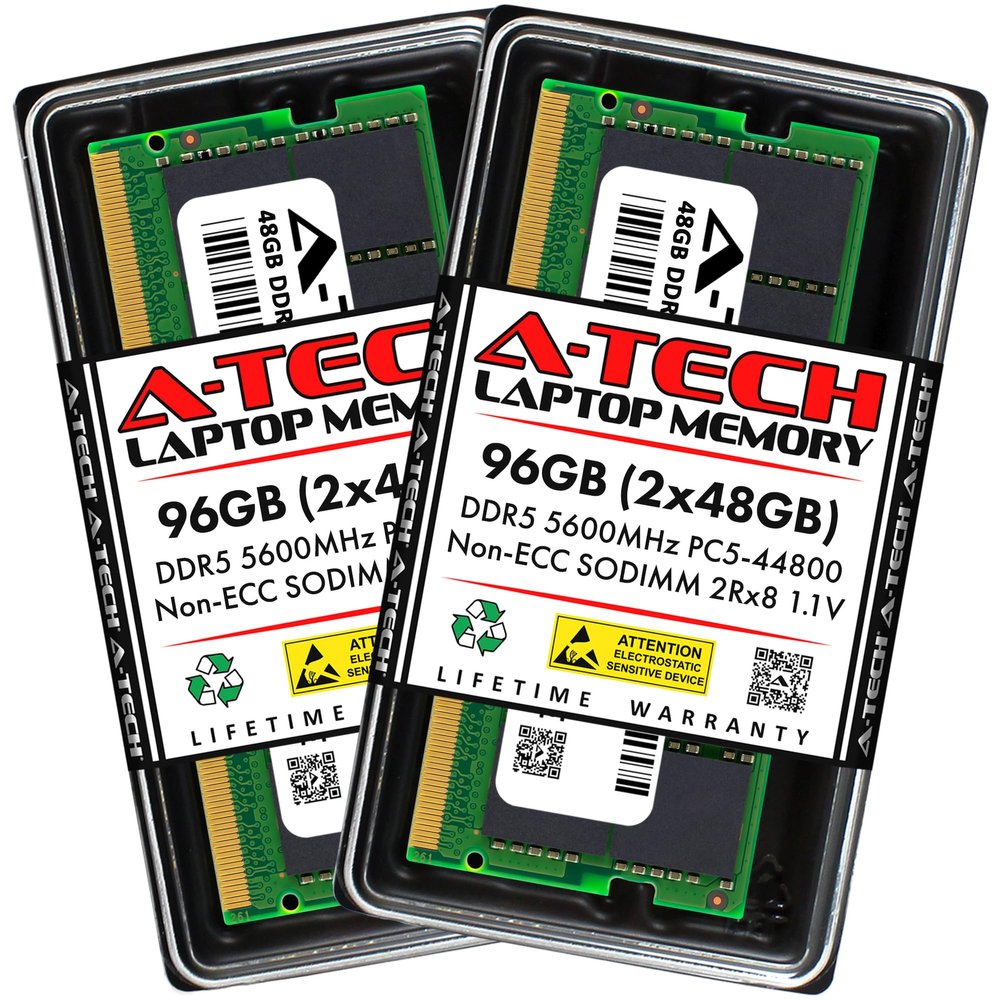 A-Tech 96GB Kit (2x48GB) RAM for ASUS NUC 13 Extreme Mini PC | DDR5 5600MHz PC5-44800 SODIMM 2Rx8 1.1V 262-Pin Non-ECC SO-DIMM Memory Upgrade