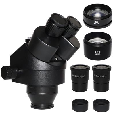 Microscope Accessories Kit 3.5X-90X Simul Focal Trinocular Zoom Stereo Microscope Head synchronous Industrial Microscope Head 0.5X 2.0X Auxiliary Len(3.5-90X)