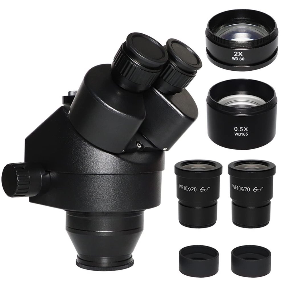 Microscope Accessories Kit 3.5X-90X Simul Focal Trinocular Zoom Stereo Microscope Head synchronous Industrial Microscope Head 0.5X 2.0X Auxiliary Len(3.5-90X)